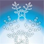 christmas reindeer via different snowflakes - vector illustration