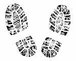 detailed black and white bootprint - vector illustration