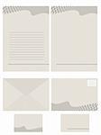 Vector - Paper stationery series for office use, contains memo, fax, envelope and business card.