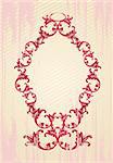Red and beige vector illustration of an abstract floral frame
