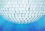 Real disco mirrorball close-up - focus on front mirrortiles