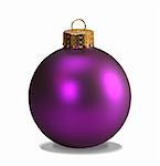 Purple christmas ball isolated on white with clipping path