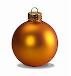 Yellow christmas ball isolated on white with clipping path