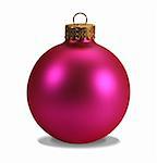 Pink christmas ball isolated on white with clipping path