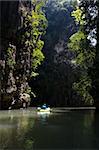 Kayaking near limestone rocks, Krabi Province, Southern Thailand