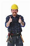 construction worker with helmet on white background