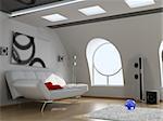 design of the modern interior of apartments (3d)