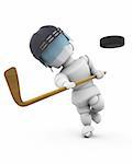 3D render of an ice hockey player