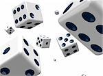 Dice space on a white background