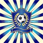 Soccer shield theme over colorful striped background