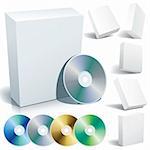Perfect blank boxes with DVD in a variety of positions.  Set of design elements.