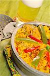 Detail of typical cuban dish - Salted rice with chicken and peppers