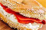 Fresh bagel with smoked salmon and cream cheese