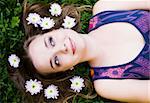 Beautiful Time. Young Woman Laying On The Grass