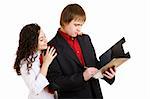 businessman and girl look in papers