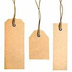 Set Of Paper Tags Isolated On White Background. Hand made.