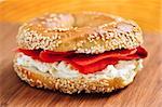 Fresh bagel with smoked salmon and cream cheese