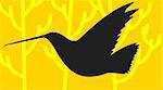 Illustration of a bird flying in yellow background
