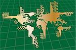 Vector - Modern global world map with circuit board