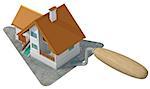 Ready apartment house on bricklayer's trowel. Image with clipping path.