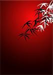 bamboo leaves on a red background