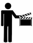 stick man or figure holding movie clapboard