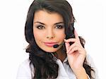 Portrait of beautiful business woman with headset