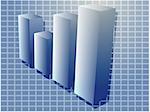 Three-d barchart financial diagram illustration over square grid