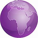 Map of Africa on a glossy sphere