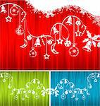 Christmas background with snowflakes, bell, candy and wave pattern, element for design, vector illustration