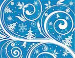 Christmas background with snowflake, bell, mistletoe, element for design, vector illustration