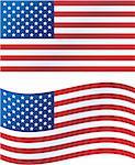 Vector illustration: United States flag, includes waving version