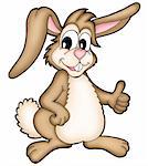 Brown Easter bunny - color illustration.