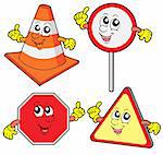 Cute road signs collection - vector illustration.