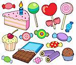 Candy and cakes collection - vector illustration.