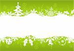 Christmas frame with tree, snowflakes and decoration element, vector illustration