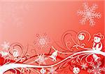 Christmas background with snowflake and decoration element, vector illustration