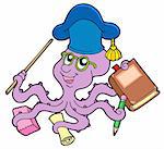 Octopus teacher - vector illustration.