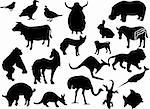 Animals black silhouettes vector illustration