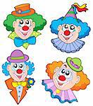 Clowns head collection - vector illustration.