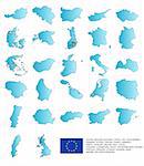 maps of european countrys on white background,  vector art in Adobe illustrator EPS format, compressed in a zip file. The different graphics are all on separate layers so they can easily be moved or edited individually.