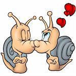 Snail Love - colored cartoon illustration as vector