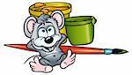 Mouse Painter 3 - colored cartoon illustration as vector