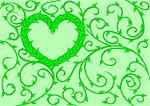 Green deciduous heart with a copy space against small leaves