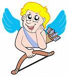 Resting cupid with bow - vector illustration.