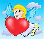 Cupid on sky - color illustration.