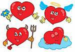 Cartoon hearts collection - vector illustration.