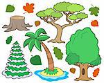 Various trees collection 1 - vector illustration.