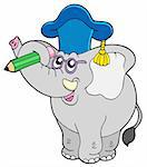 Writing elephant teacher - vector illustration.