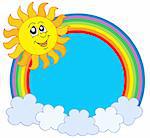 Cute sun and rainbow - vector illustration.